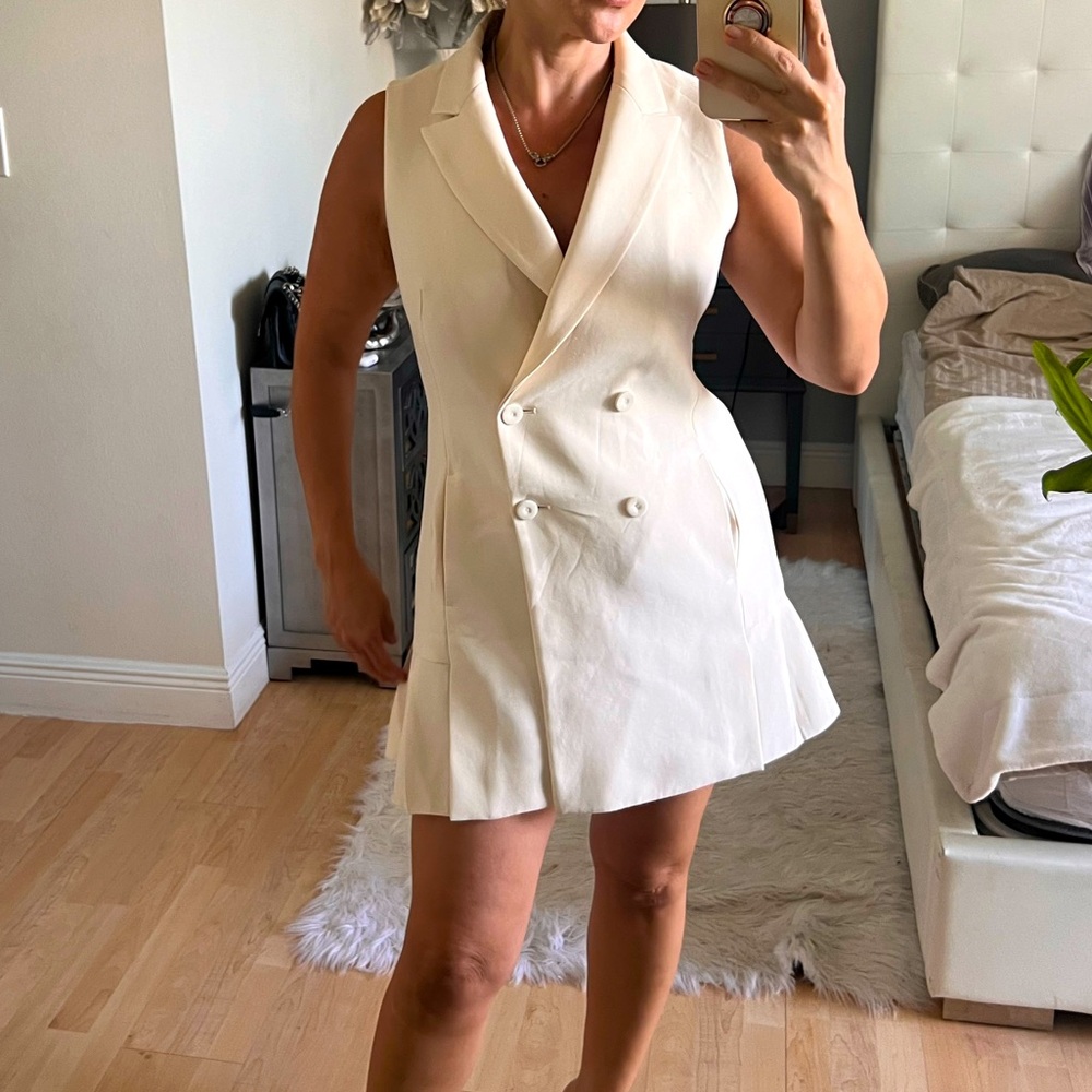 Zara Cream Double-Breasted Dress